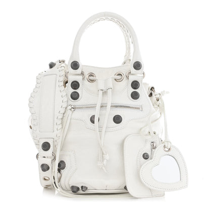 Balenciaga Agneau Arena Small Le Cagole Bucket Bag Optic White 1 of 9
