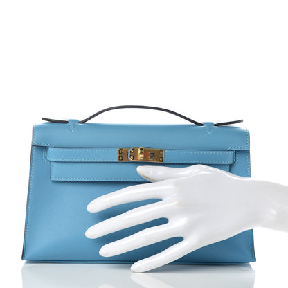Hermes Swift Kelly Pochette Clutch Bleu Du Nord 2 of 32