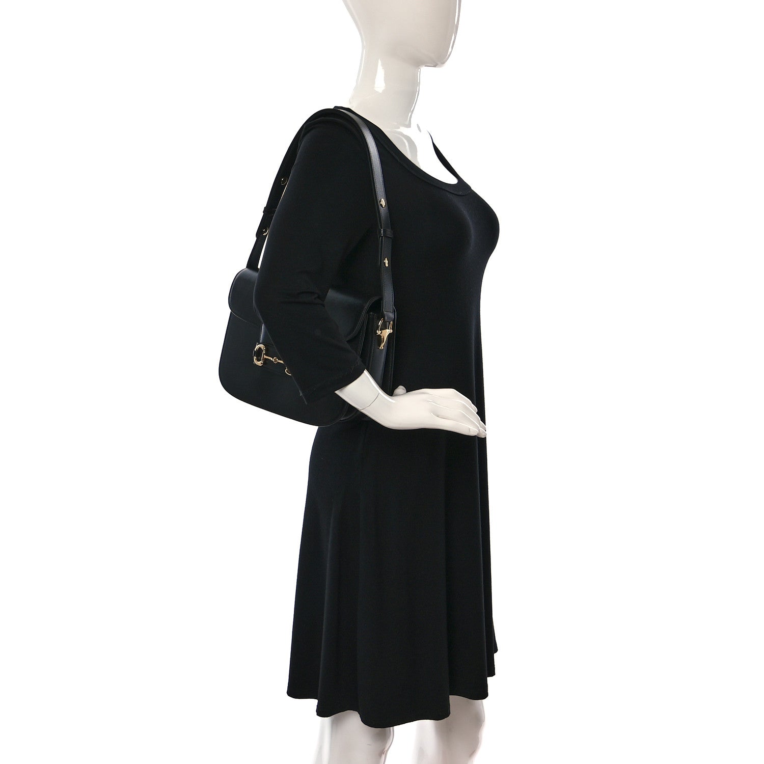 Gucci Azalea Calfskin Horsebit 1955 Shoulder Bag Black 2 of 11