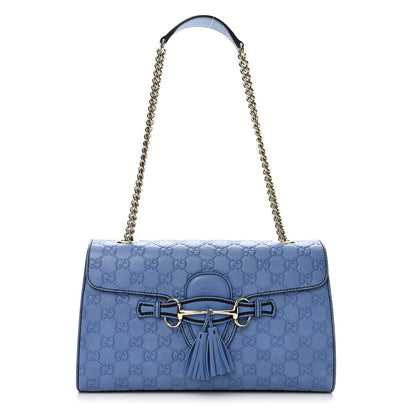 Gucci Guccissima Medium Emily Chain Shoulder Bag Mineral Blue 1 of 11