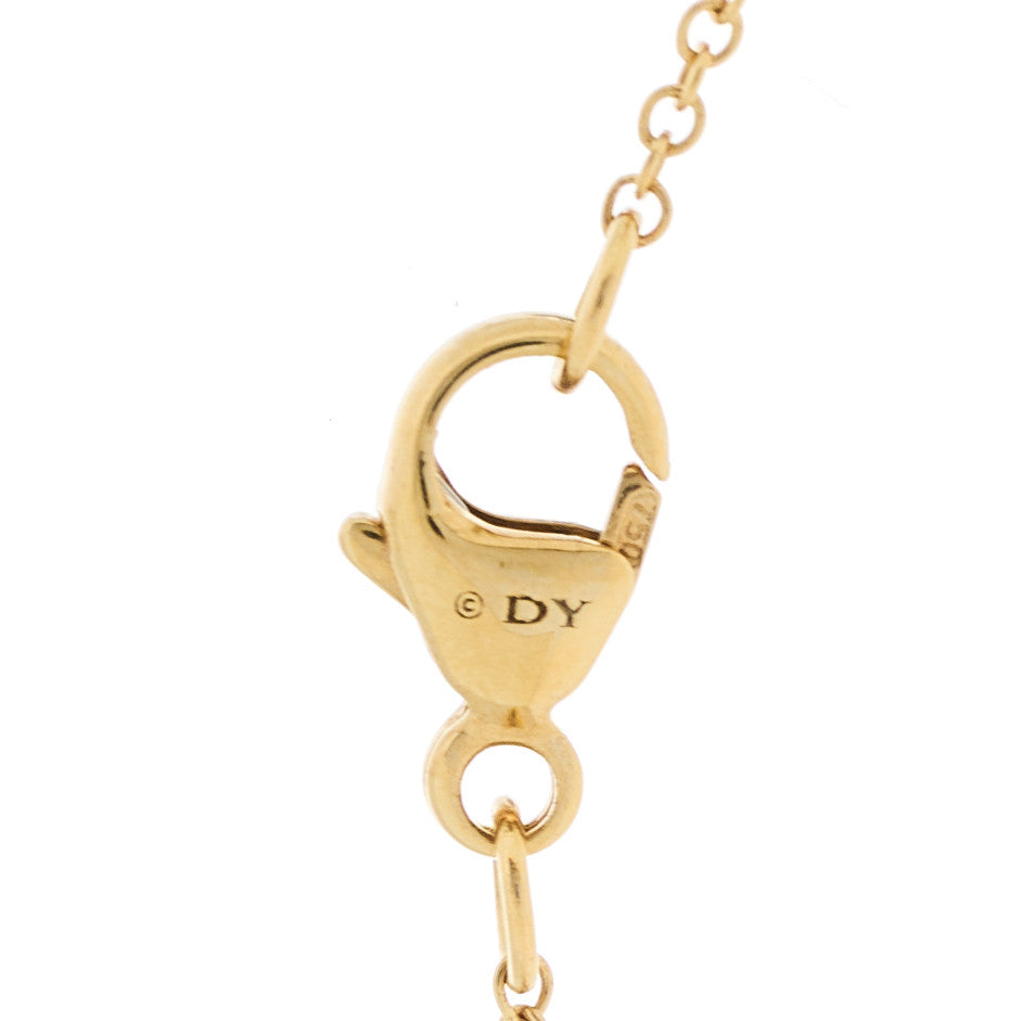 18K Yellow Gold Diamond Turquoise 7mm Petite Chatelaine Pendant Necklace