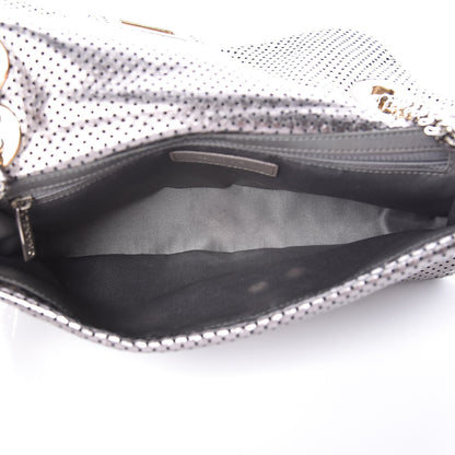 Chanel Metallic Crackled Calfskin Perforated Drill Flap Silver 5 of 14