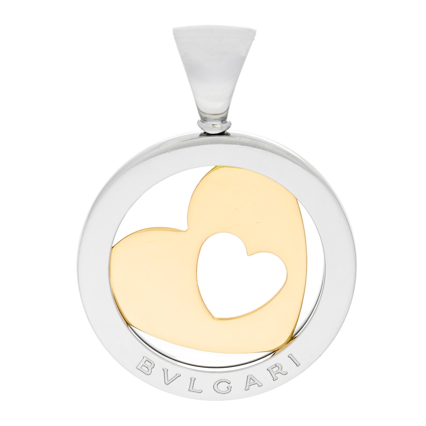 Stainless Steel 18K Yellow Gold Tondo Heart Pendant