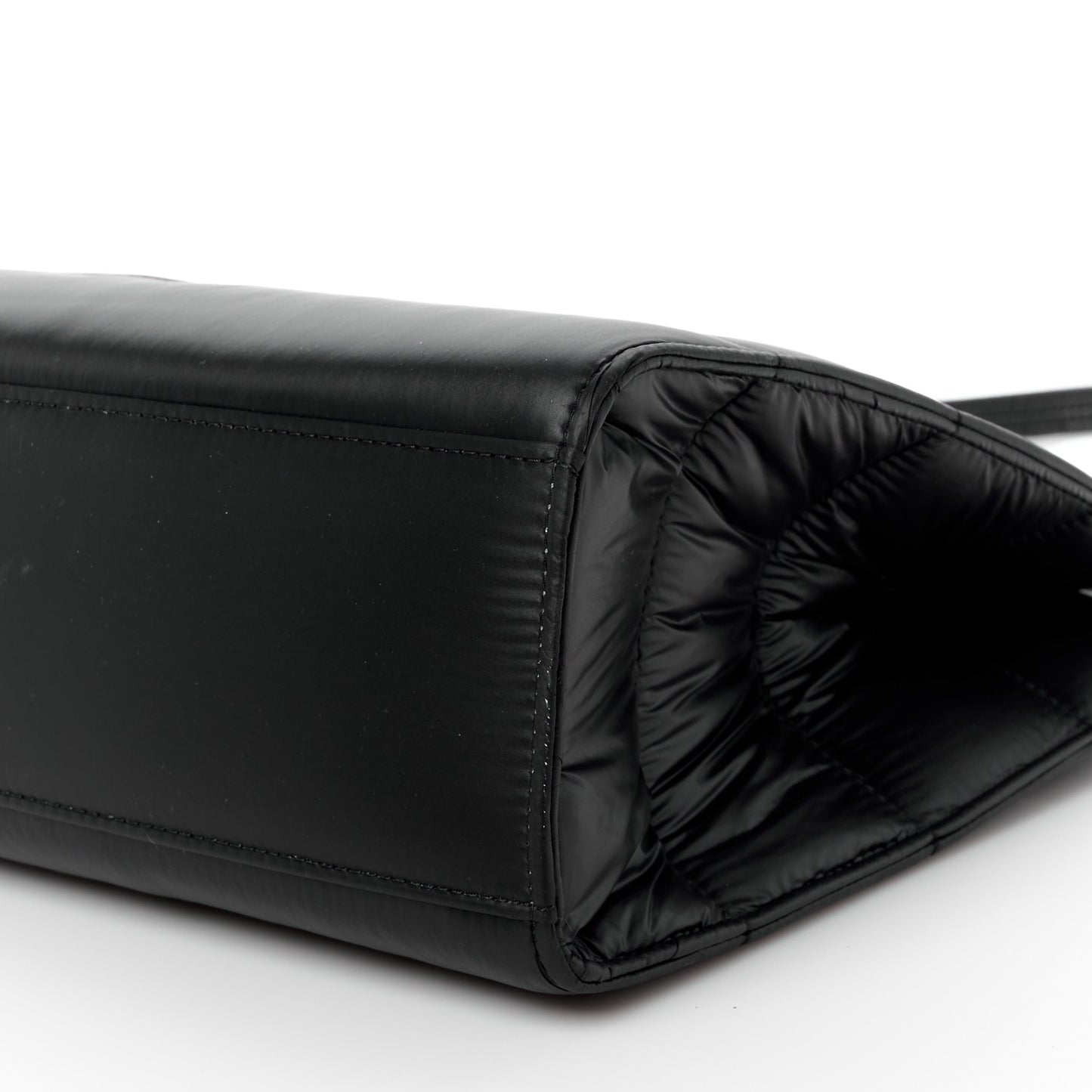 Nylon Medium Puff Shopping Bag Black