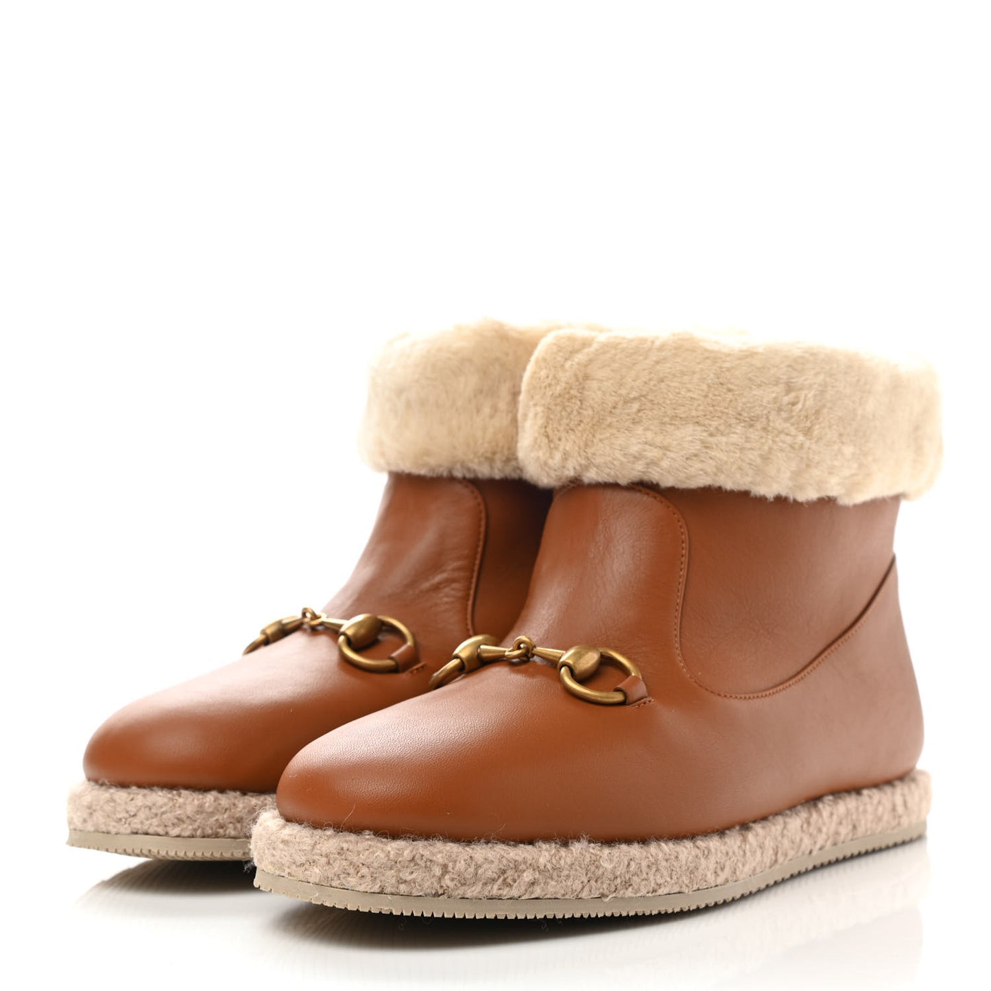 Calfskin Wool Womens Fria Horsebit Ankle Boots 36.5 New Caramel Butterscotch