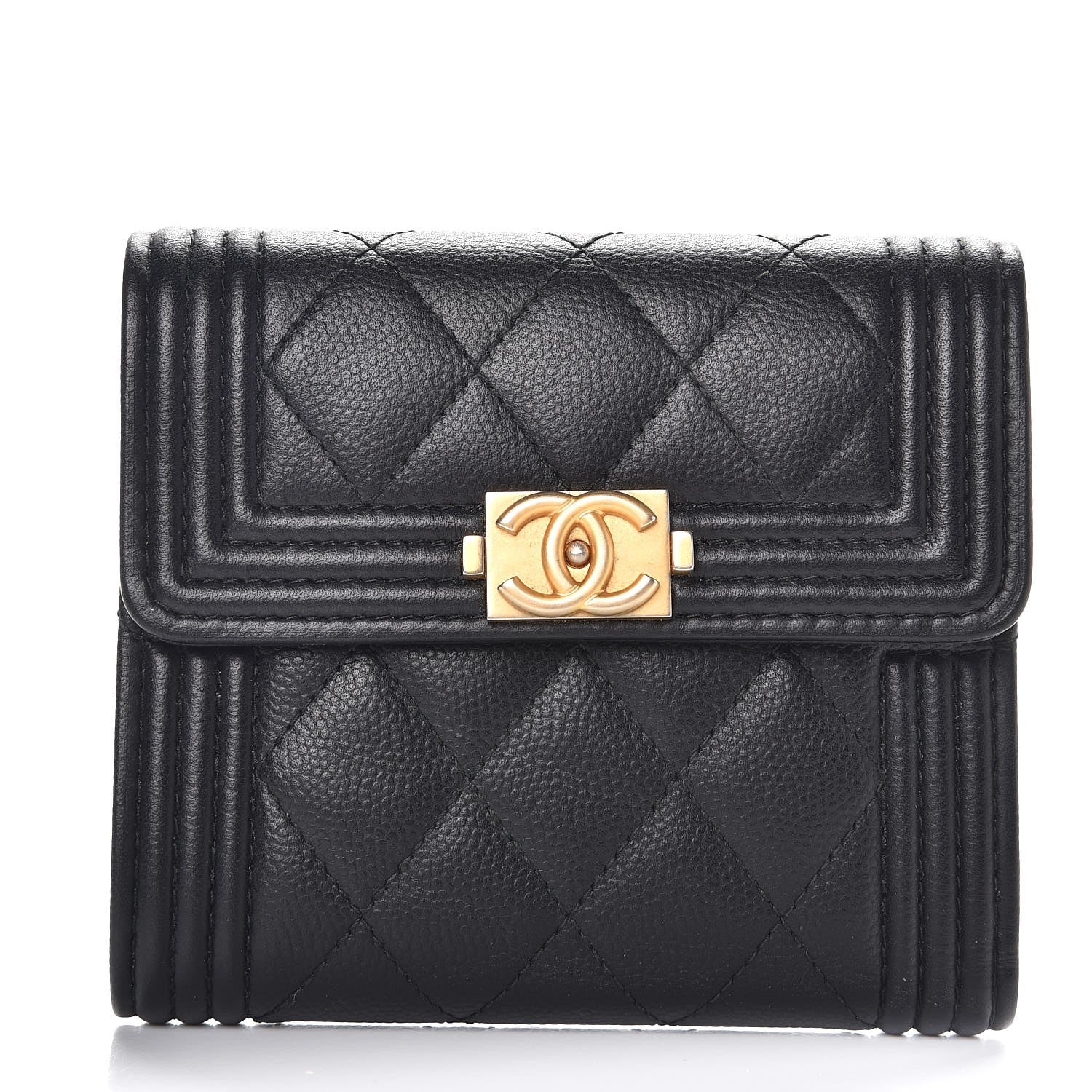 Chanel Caviar Quilted Compact Boy Wallet Black 1 of 9