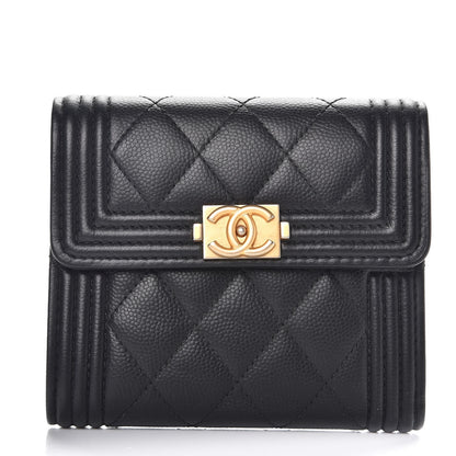 Chanel Caviar Quilted Compact Boy Wallet Black 1 of 9