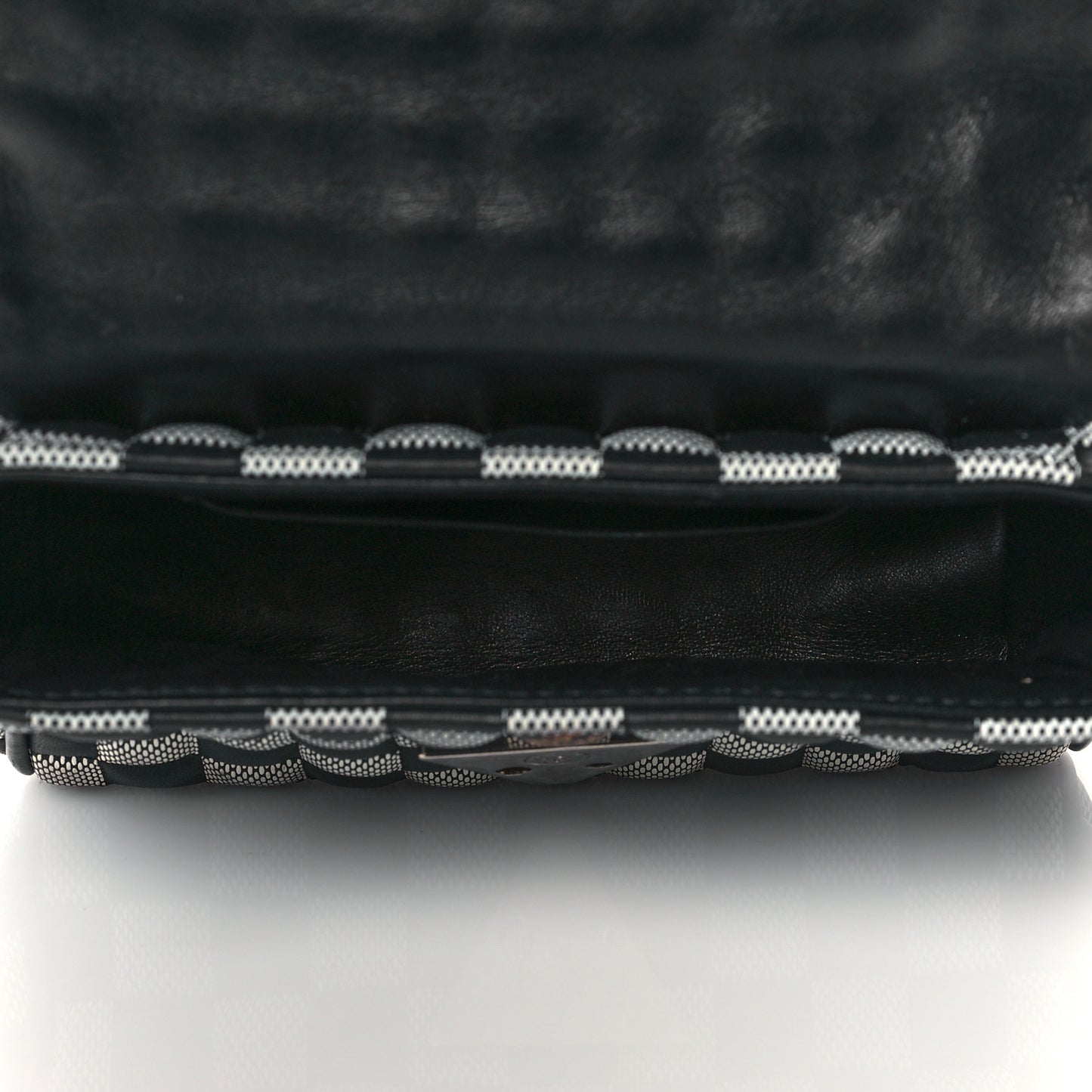 Calfskin Damier Twist Shoulder Bag BB Black White