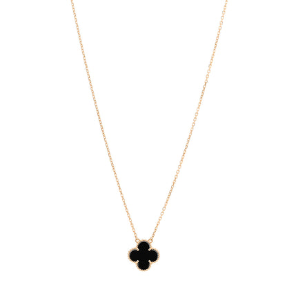 Van Cleef & Arpels 18K Yellow Gold Black Onyx Vintage Alhambra Pendant Necklace 1 of 6