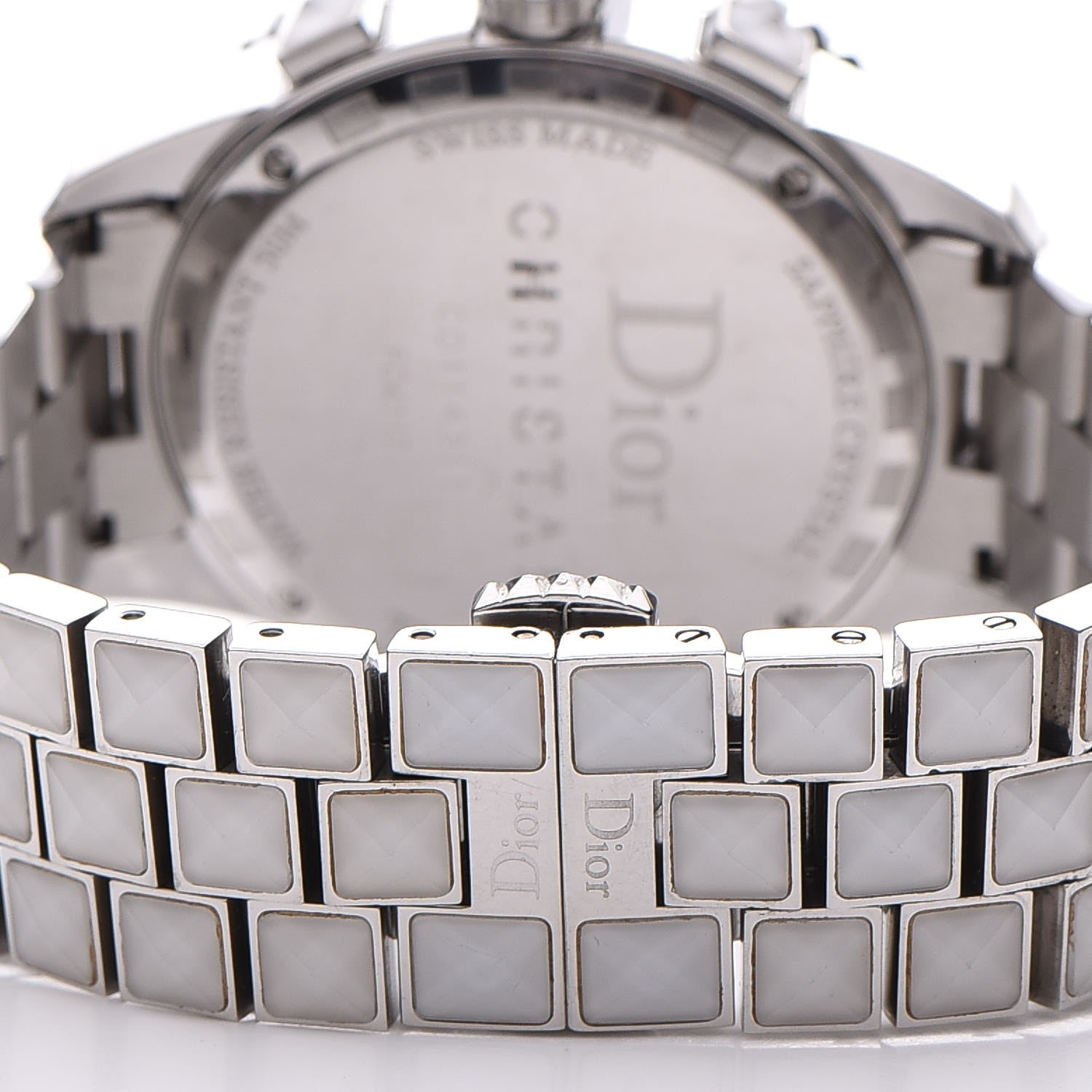 Christian Dior Stainless Steel Diamond Sapphire 38mm Christal Chronograph Quartz Watch White 6 of 11