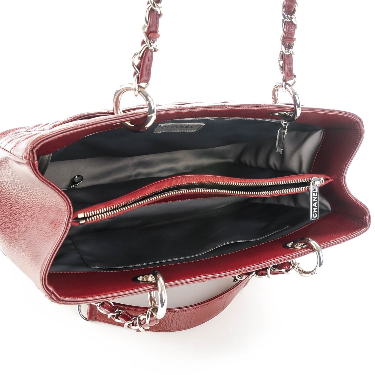Caviar Quilted Grand Shopping Tote GST Burgundy