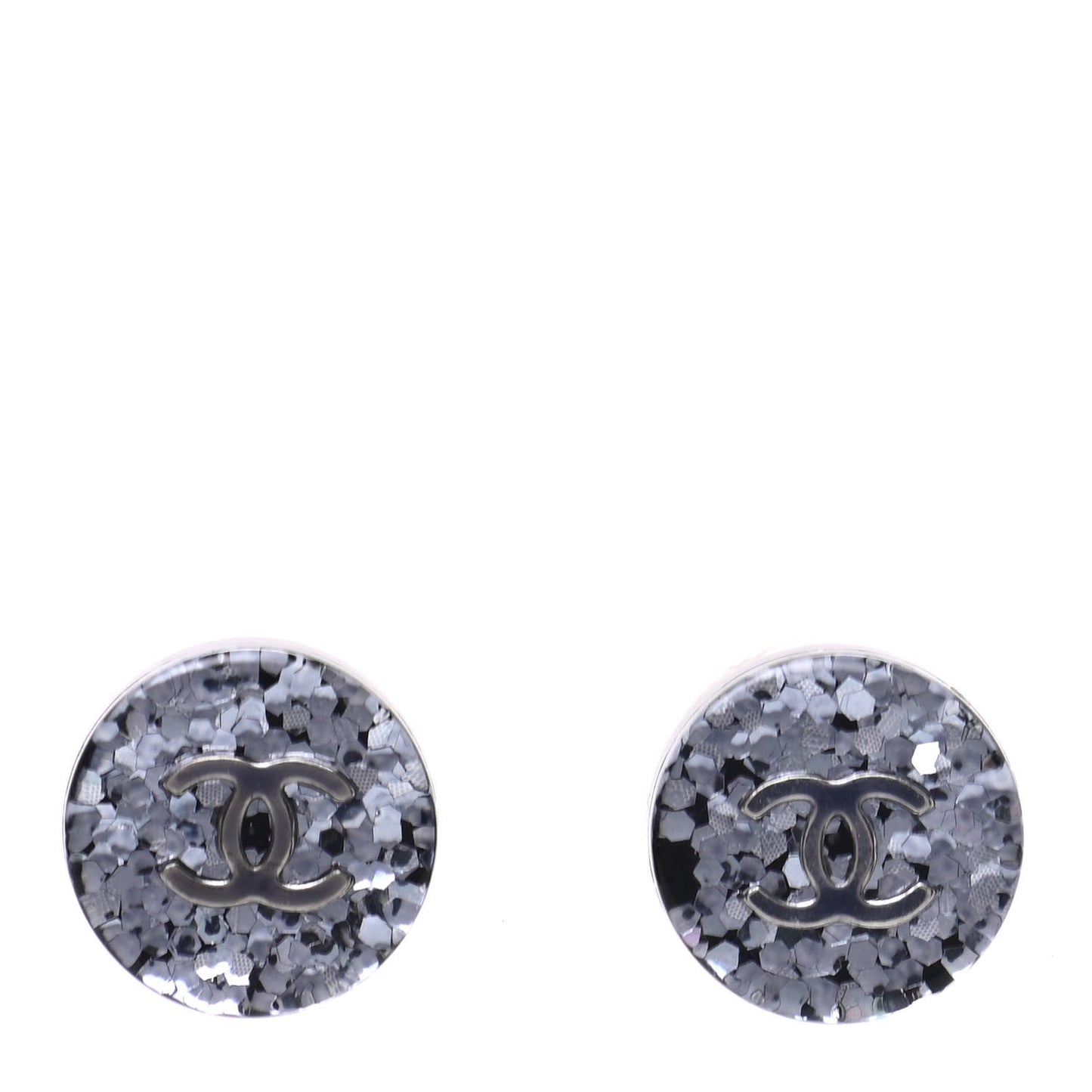 Resin Glitter CC Earrings Grey Black