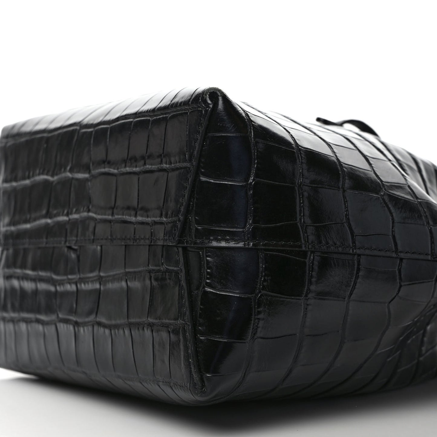 Crocodile Embossed Bucket Bag Black