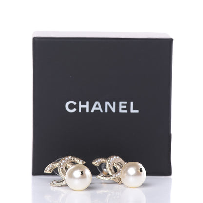 Chanel Pearl CC Drop Earrings Light Gold 5 of 5