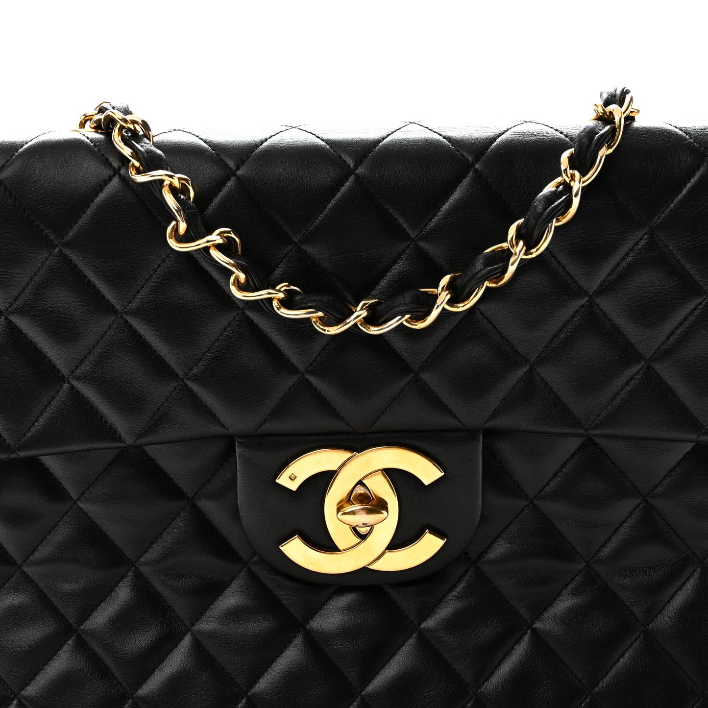 Lambskin Quilted XL Jumbo Single Flap Black