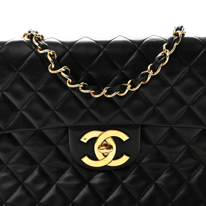 Chanel Lambskin Quilted XL Jumbo Single Flap Black 8 of 10