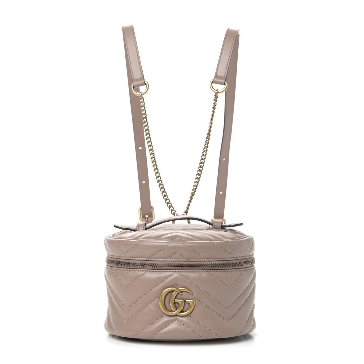 Calfskin Matelasse Mini GG Marmont Round Backpack Porcelain Rose