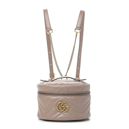 Gucci Calfskin Matelasse Mini GG Marmont Round Backpack Porcelain Rose 1 of 3