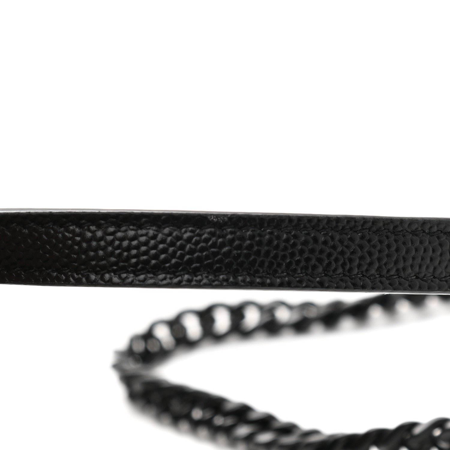 Saint Laurent Grain De Poudre Matelasse Chevron Monogram Monochrome Envelope Chain Wallet Black 12 of 13