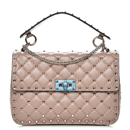Valentino Garavani Lambskin Medium Rockstud Spike Shoulder Bag Poudre 1 of 8