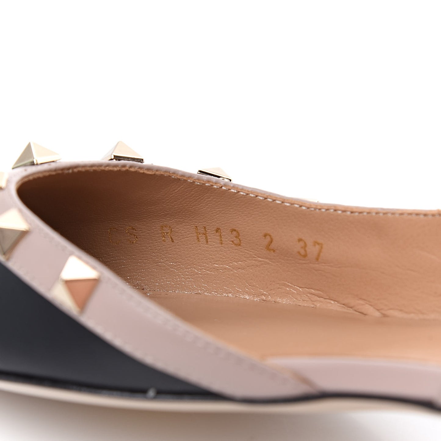 Nappa Rockstud Slingback Flats 37 Black Poudre