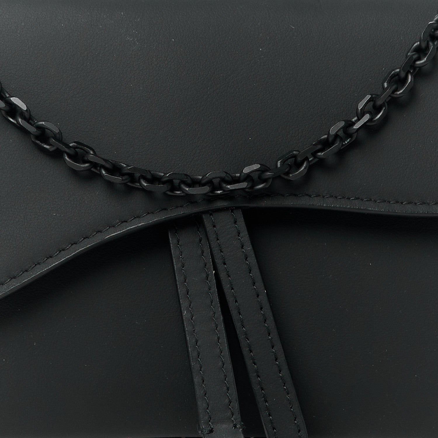 Christian Dior Ultra Matte Calfskin Saddle Chain Wallet Pouch Black 11 of 13