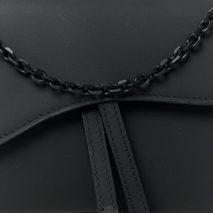 Christian Dior Ultra Matte Calfskin Saddle Chain Wallet Pouch Black 11 of 13