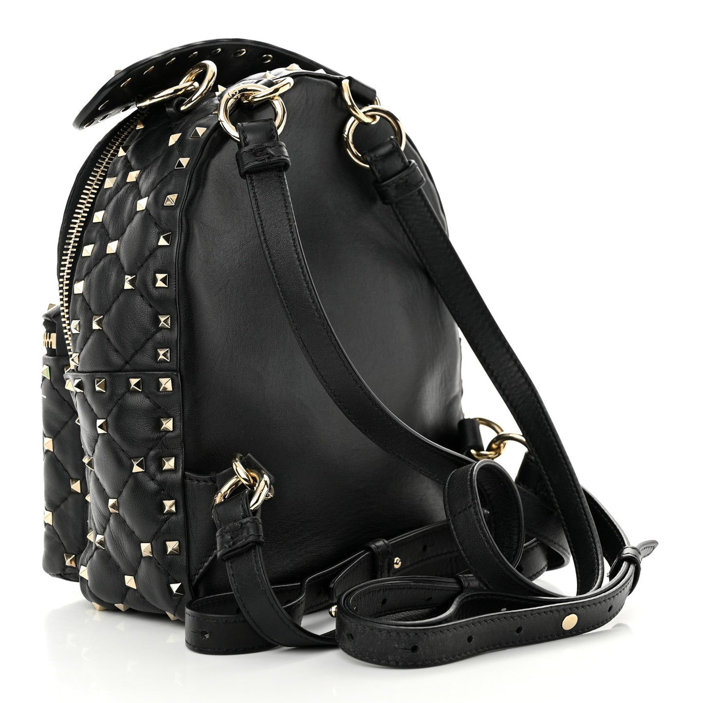 Lambskin VLTN Print Quilted Mini Rockstud Spike Backpack Black