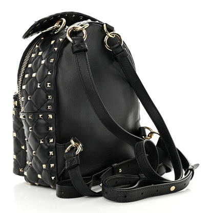 Valentino Garavani Lambskin VLTN Print Quilted Mini Rockstud Spike Backpack Black 3 of 14
