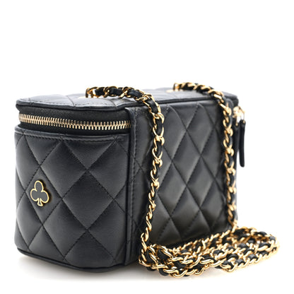 Chanel Lambskin Quilted Enamel Coco Casino Small Vanity Case With Chain Black 3 of 11