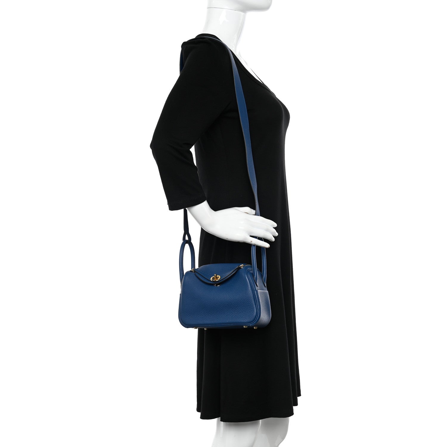 Hermes Taurillon Clemence Mini Lindy 20 Deep Bleu 2 of 13