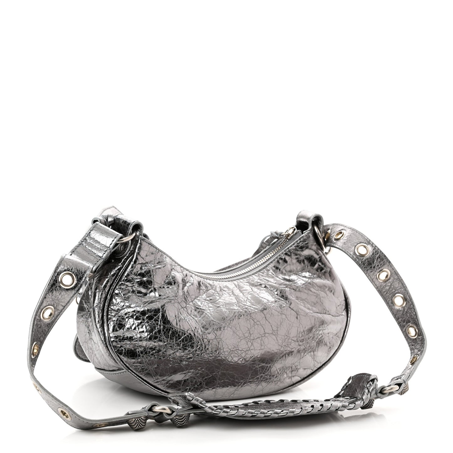Metallic Agneau Arena Le Cagole Shoulder Bag XS Silver