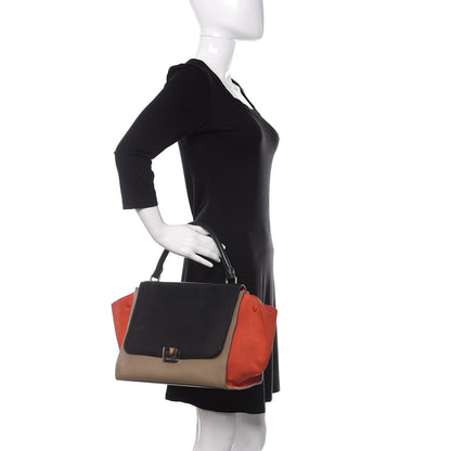Celine Smooth Calfskin Suede Medium Tri-Color Trapeze Orange 2 of 14