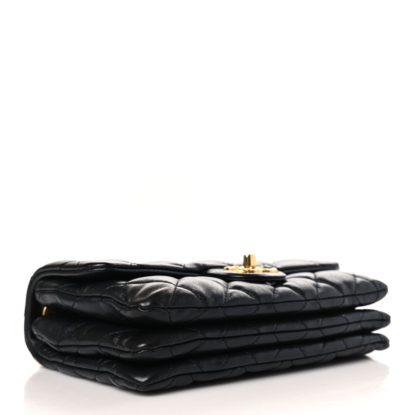 Lambskin Quilted Small Pillow Crush Flap Black