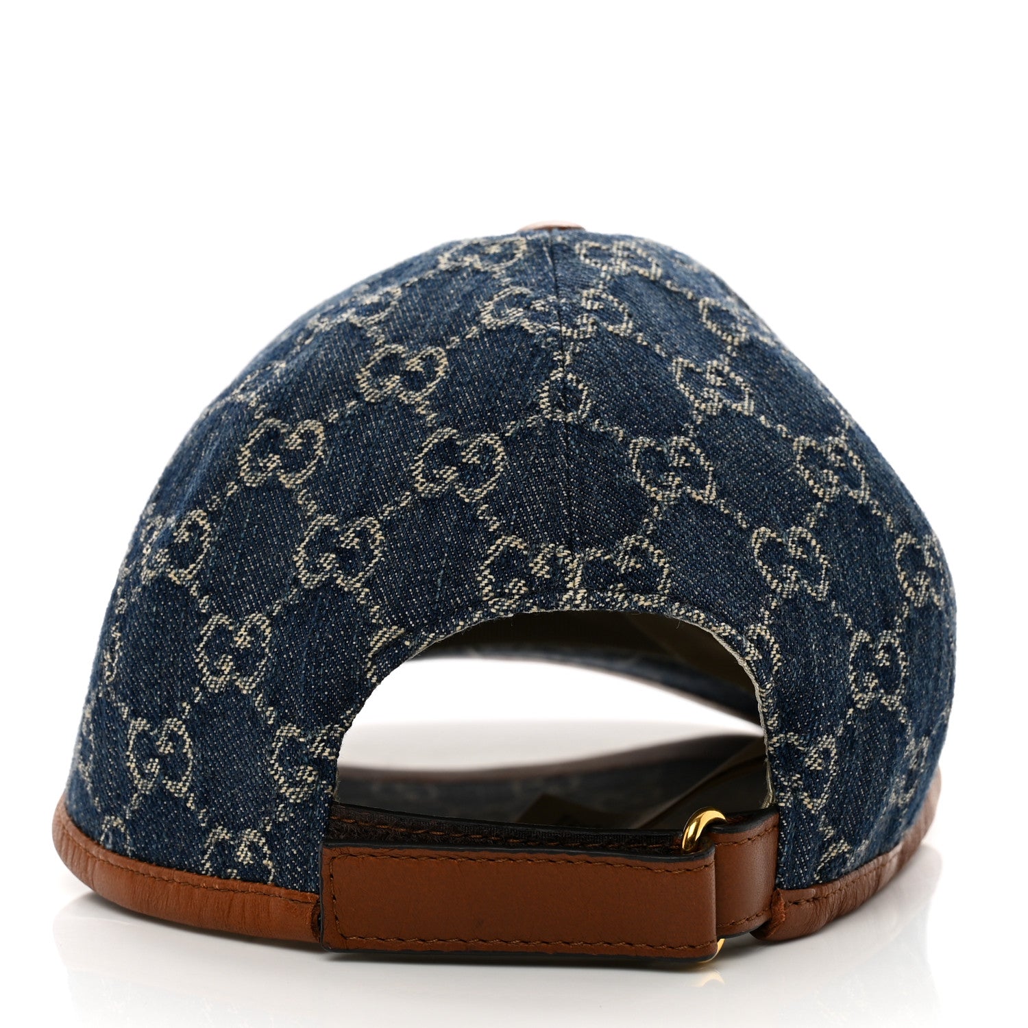 Gucci Washed Jacquard Denim Nappa GG Monogram Oscar Baseball Hat Denim Cuir 5 of 10