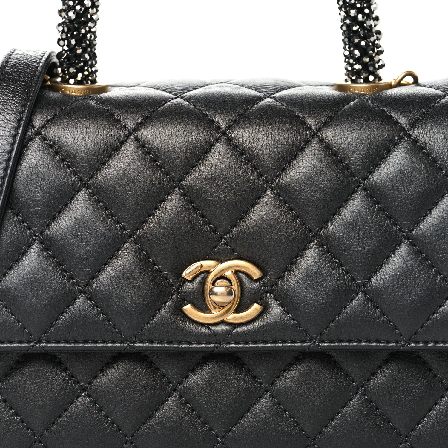 Chanel Calfskin Strass Quilted Mini Coco Handle Flap Dark Silver 8 of 10