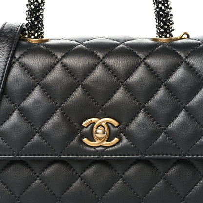 Chanel Calfskin Strass Quilted Mini Coco Handle Flap Dark Silver 8 of 10