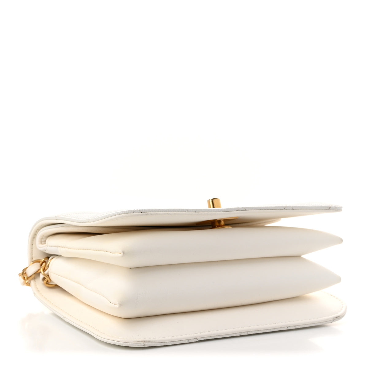 Caviar Quilted Mini Top Handle Flap White
