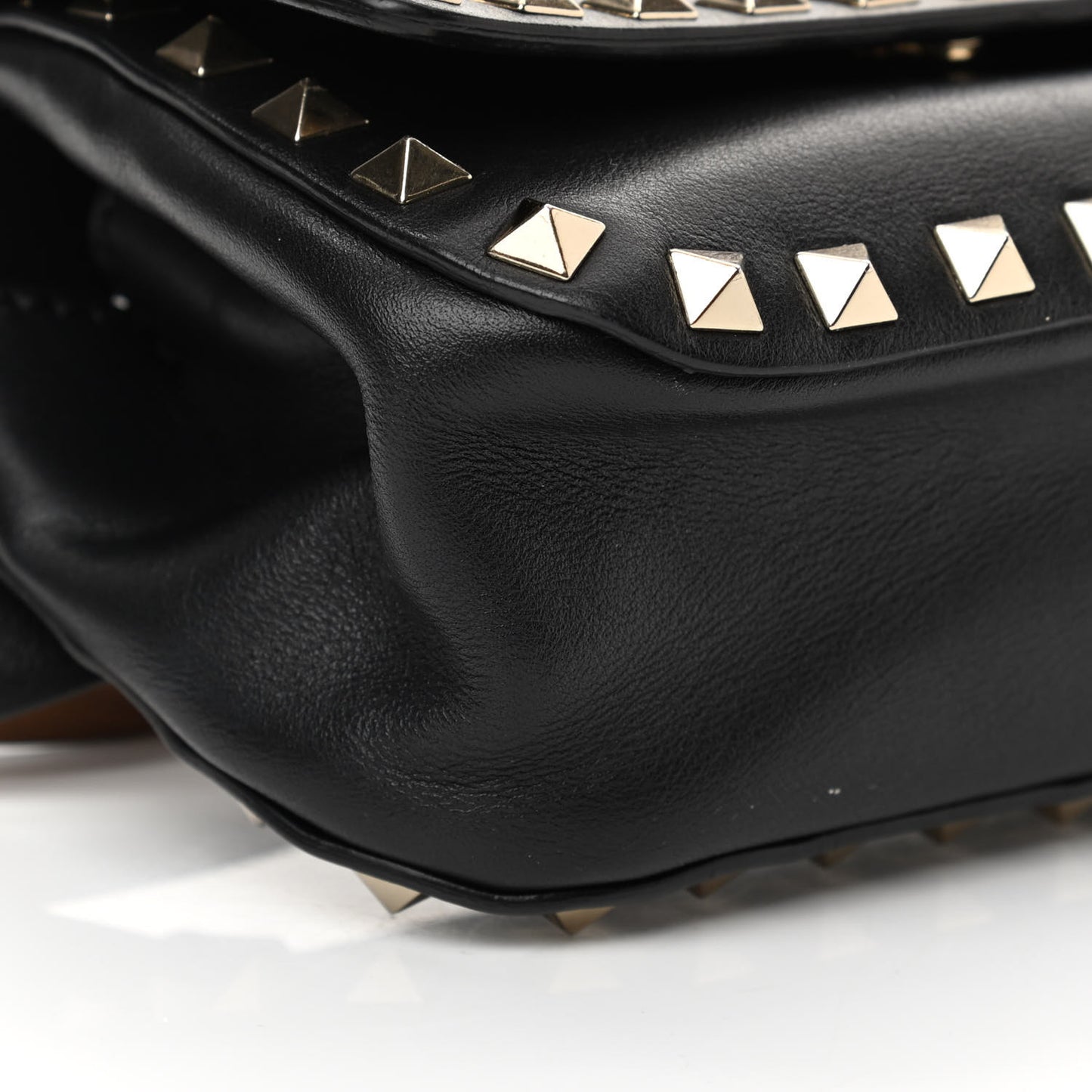 Calfskin Rockstud Belt Bag Black