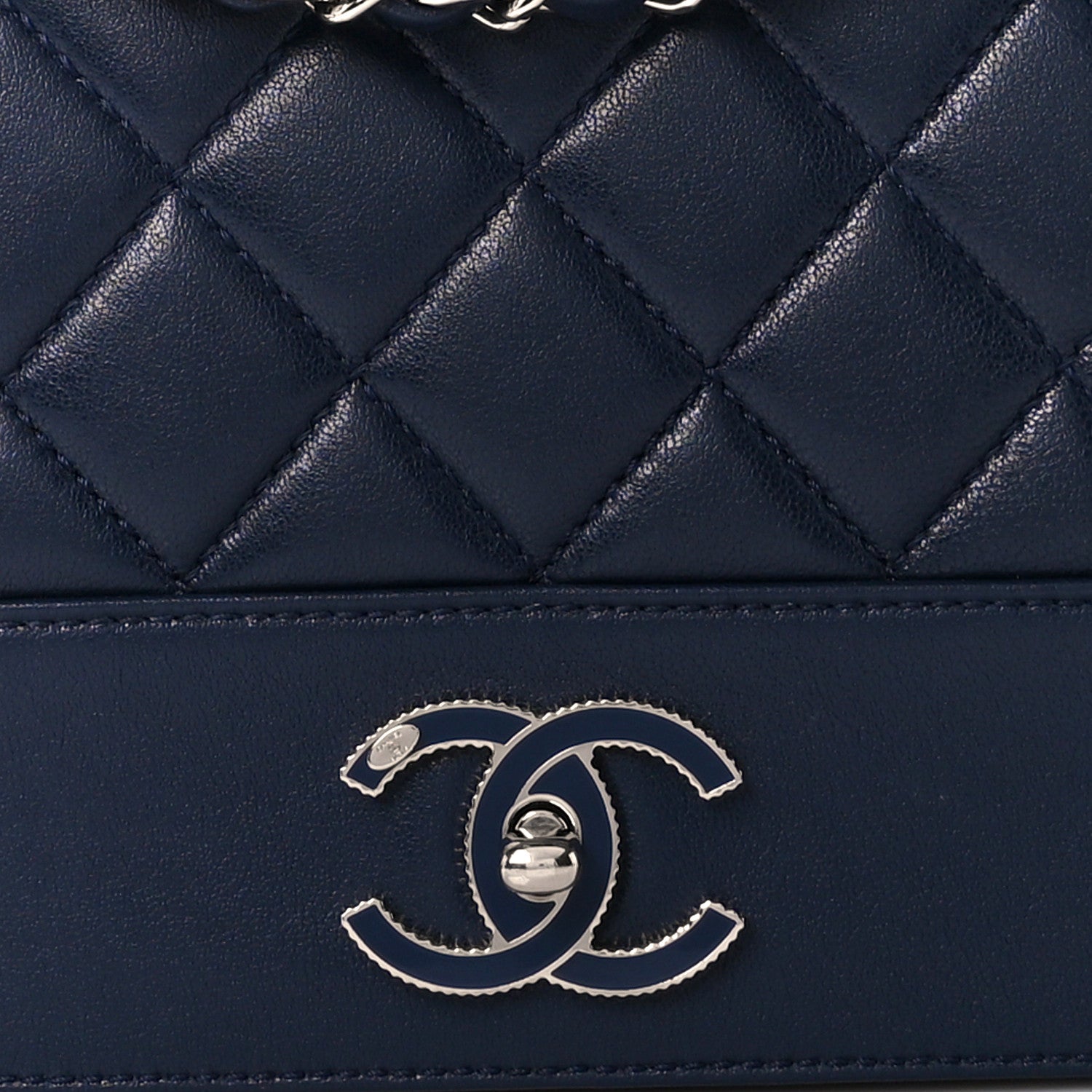 Chanel Sheepskin Quilted Vintage Mademoiselle Flap Dark Navy 10 of 13