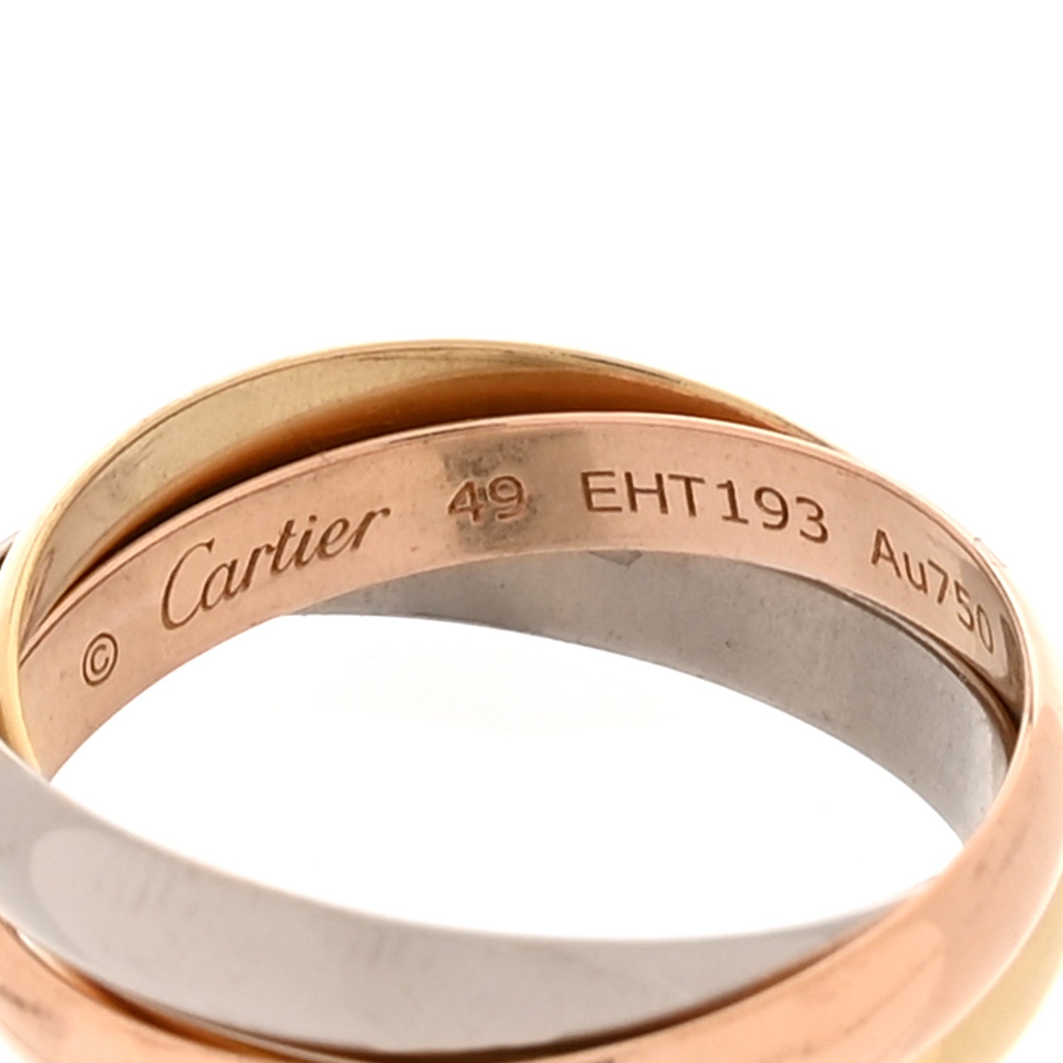 Cartier 18K Pink Yellow White Gold Small Trinity Ring 55 7.25 49/5 4 of 5