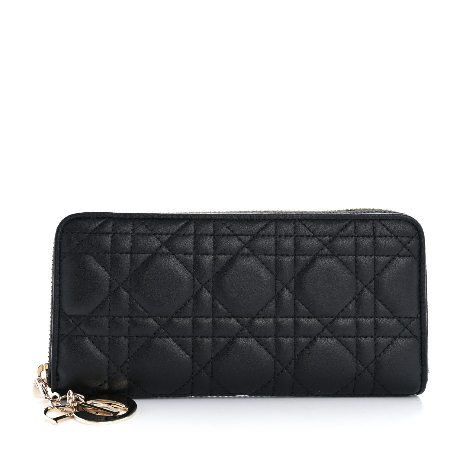 Christian Dior Lambskin Cannage Lady Dior Voyageur Wallet Black 1 of 11
