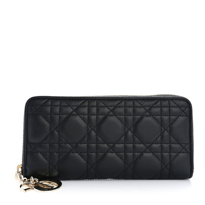 Christian Dior Lambskin Cannage Lady Dior Voyageur Wallet Black 1 of 11