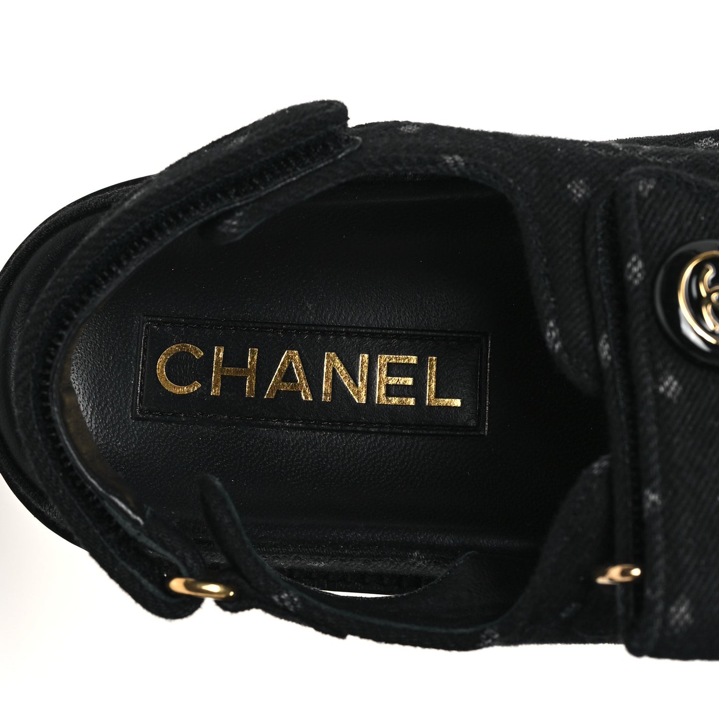 Denim Printed Dad Sandals 38.5 Black