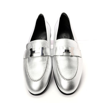 Hermes Metallic Goatskin Paris Loafers 37 Gris Argente 5 of 7
