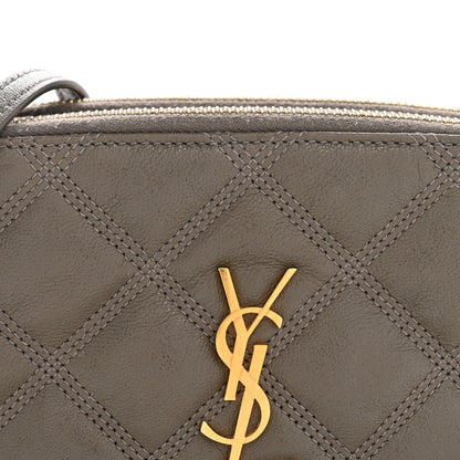 Saint Laurent Grained Lambskin Quilted Mini Becky Double Zip Bag Taupe 8 of 13