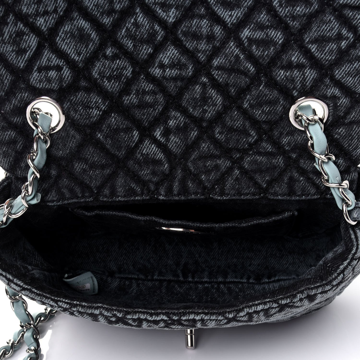 Chanel Washed Denim Quilted Small Denimpression Flap Blue Black 4 of 5