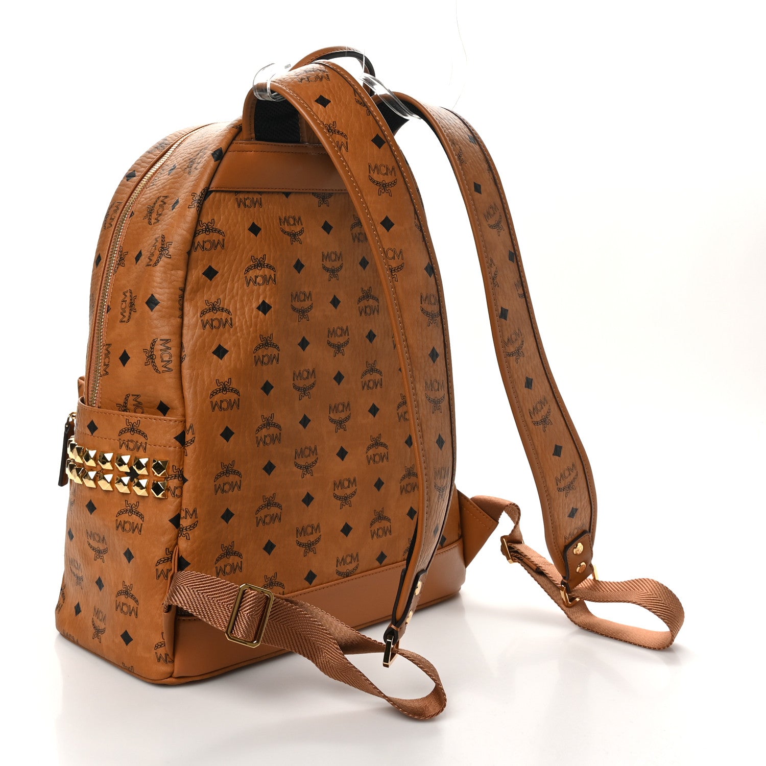 MCM Visetos Medium Side Studs Stark Backpack Cognac 3 of 9
