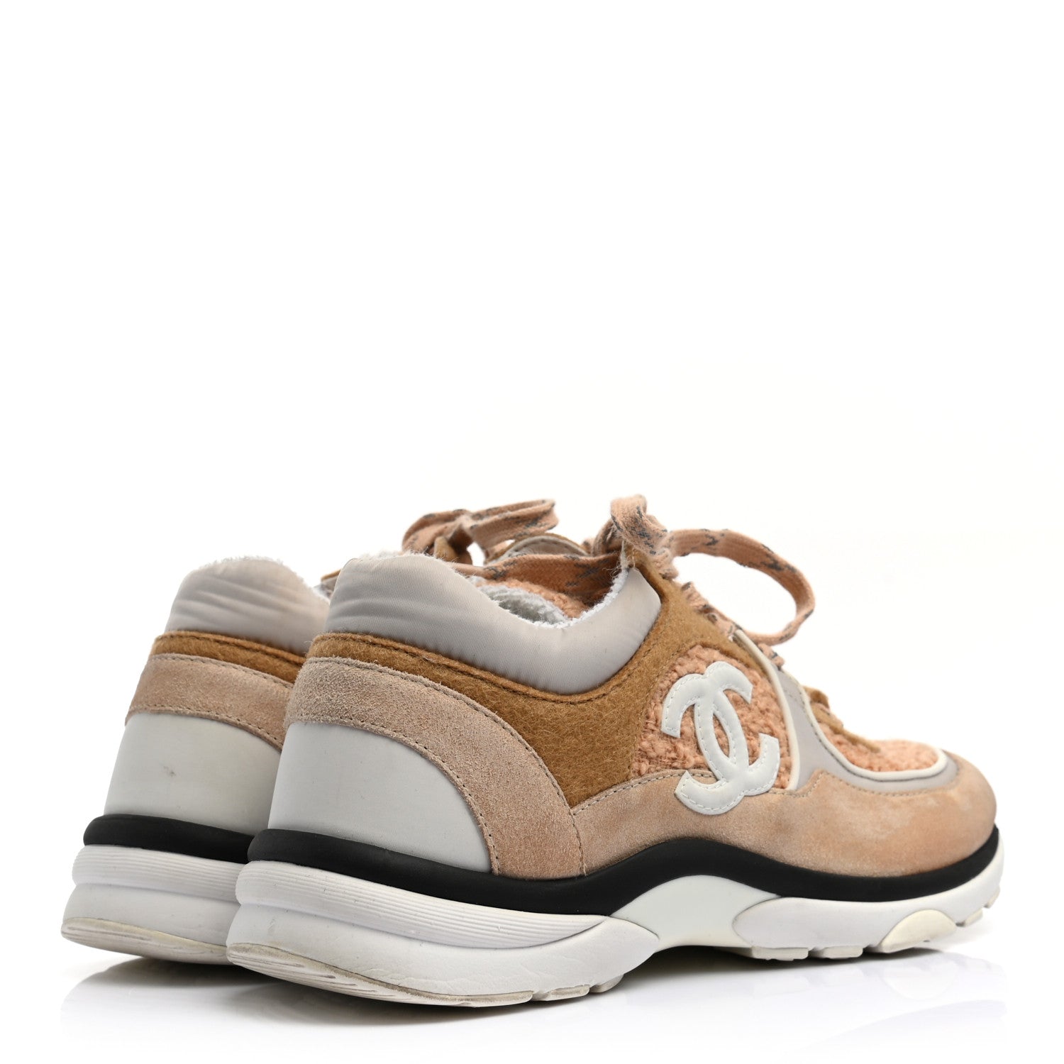 Chanel Suede Tweed Felt CC Sneakers 39 Beige 4 of 7