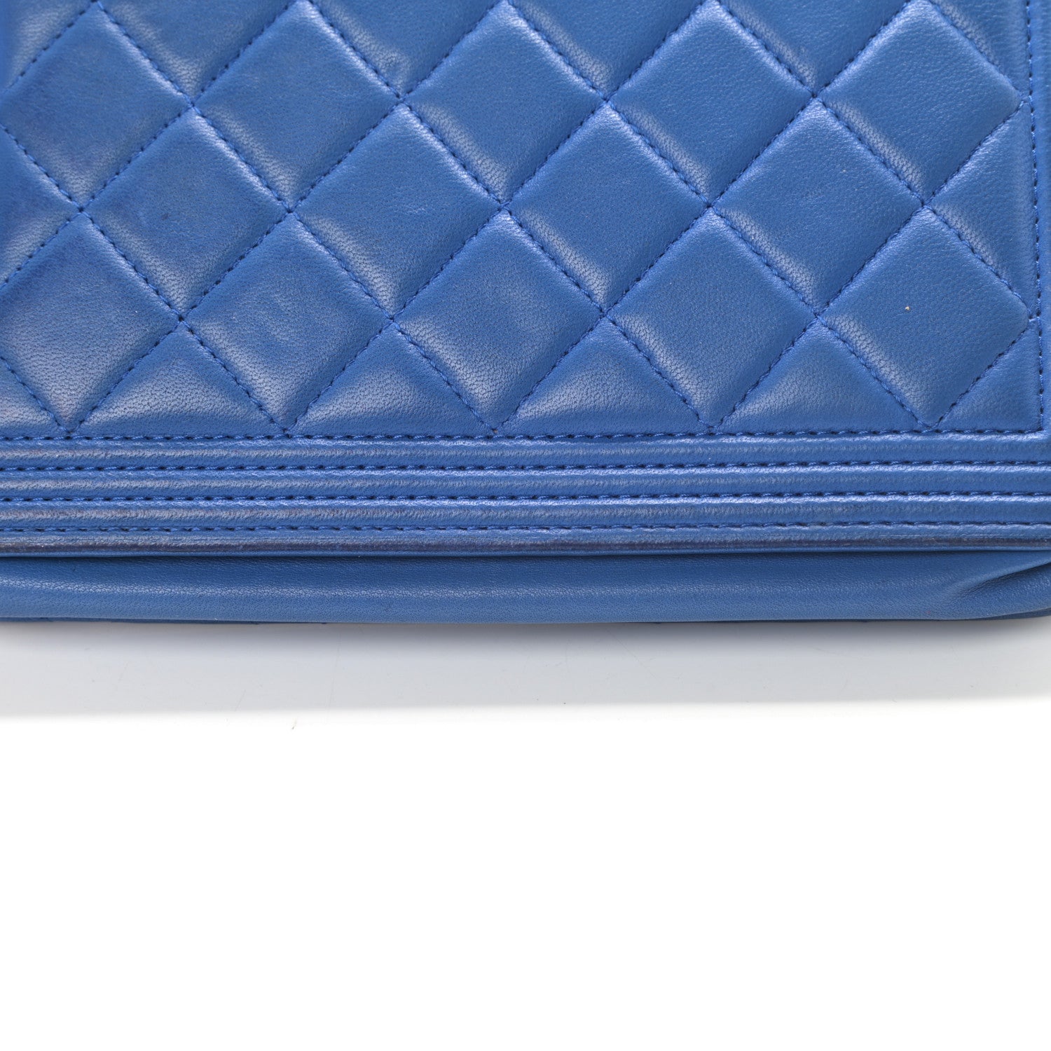 Chanel Lambskin Quilted Boy Wallet On Chain WOC Blue 19 of 21